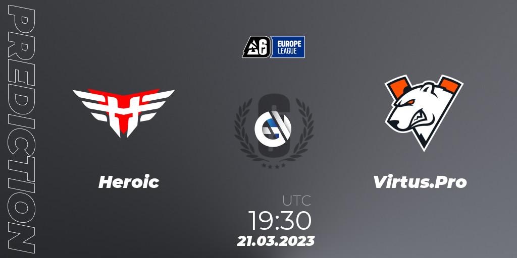 Prognose für das Spiel Heroic VS Virtus.Pro. 21.03.23. Rainbow Six - Europe League 2023 - Stage 1