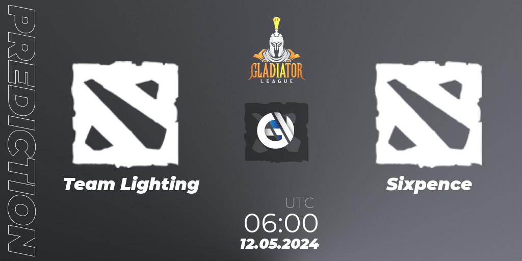 Prognose für das Spiel Team Lighting VS Sixpence. 12.05.2024 at 06:00. Dota 2 - Gladiator League