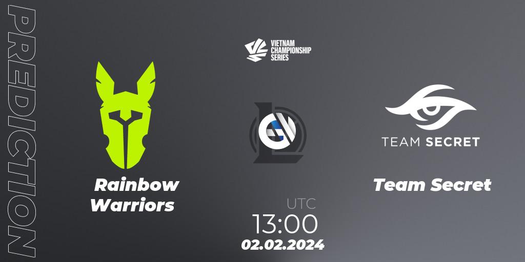 Prognose für das Spiel Rainbow Warriors VS Team Secret. 02.02.24. LoL - VCS Dawn 2024 - Group Stage