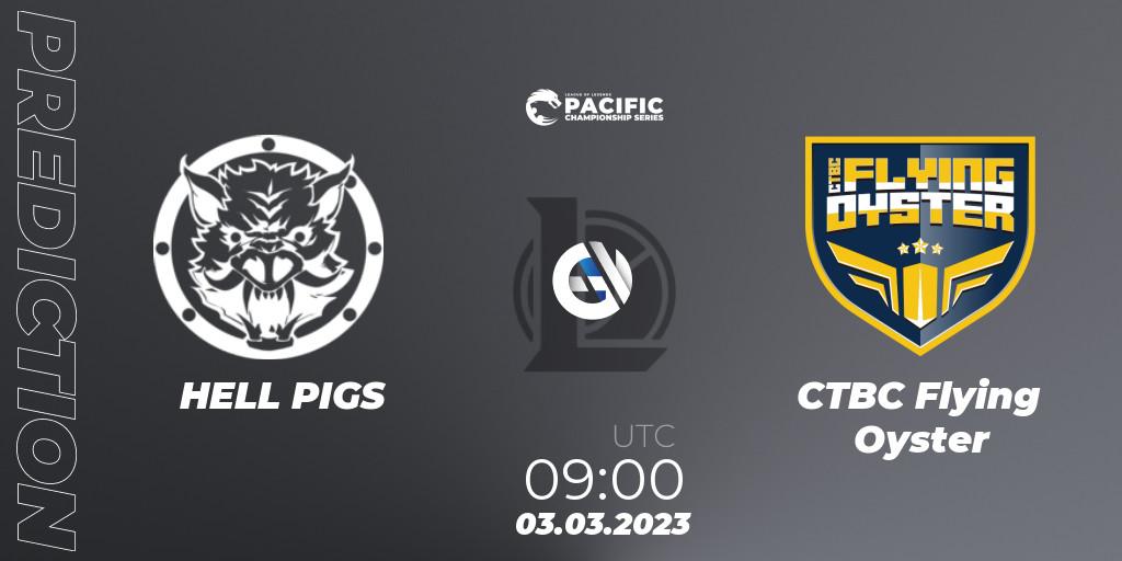 Prognose für das Spiel HELL PIGS VS CTBC Flying Oyster. 03.03.2023 at 09:00. LoL - PCS Spring 2023 - Group Stage