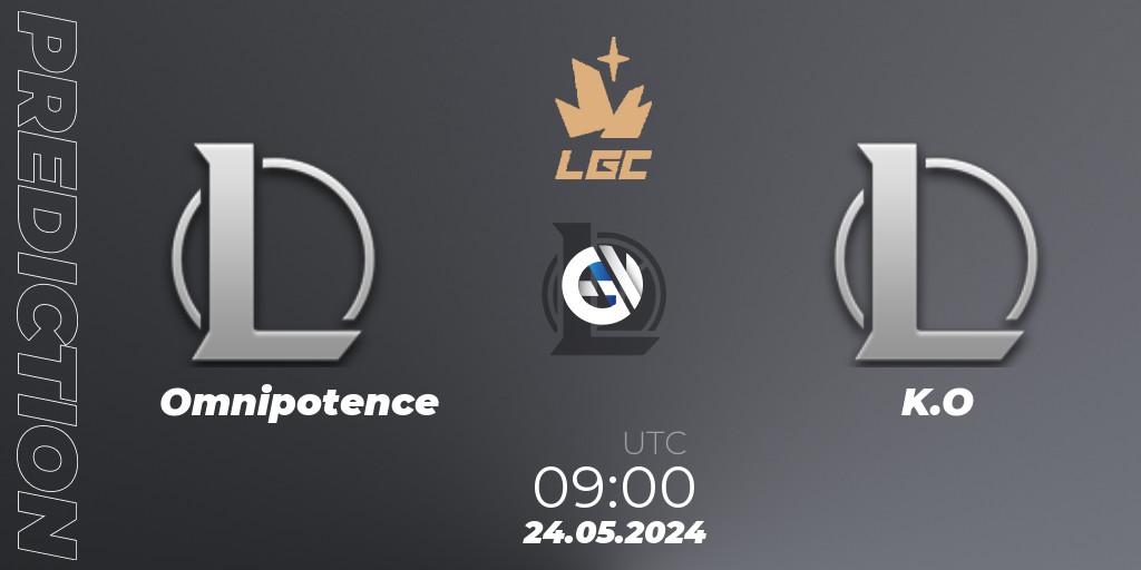 Prognose für das Spiel Omnipotence VS K.O. 24.05.2024 at 09:00. LoL - Legend Cup 2024