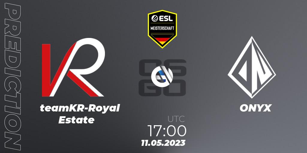 Prognose für das Spiel teamKR-Royal Estate VS ONYX. 11.05.23. CS2 (CS:GO) - ESL Meisterschaft: Spring 2023
