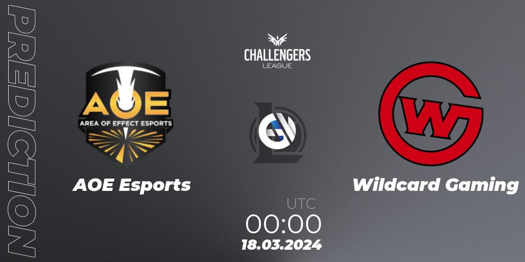 Prognose für das Spiel AOE Esports VS Wildcard Gaming. 18.03.24. LoL - NACL 2024 Spring - Playoffs