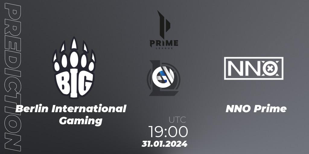 Prognose für das Spiel Berlin International Gaming VS NNO Prime. 31.01.2024 at 19:00. LoL - Prime League Spring 2024 - Group Stage