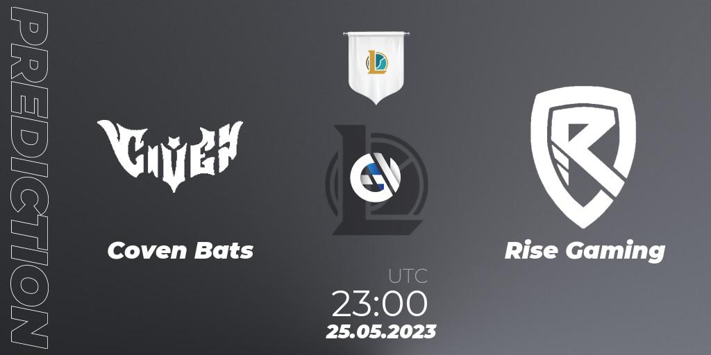 Prognose für das Spiel Coven Bats VS Rise Gaming. 25.05.2023 at 23:00. LoL - Ignis Cup 2023 Playoffs