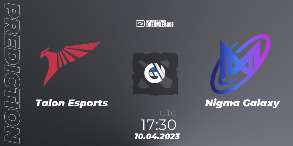 Prognose für das Spiel Talon Esports VS Nigma Galaxy. 10.04.2023 at 17:25. Dota 2 - DreamLeague Season 19 - Group Stage 1