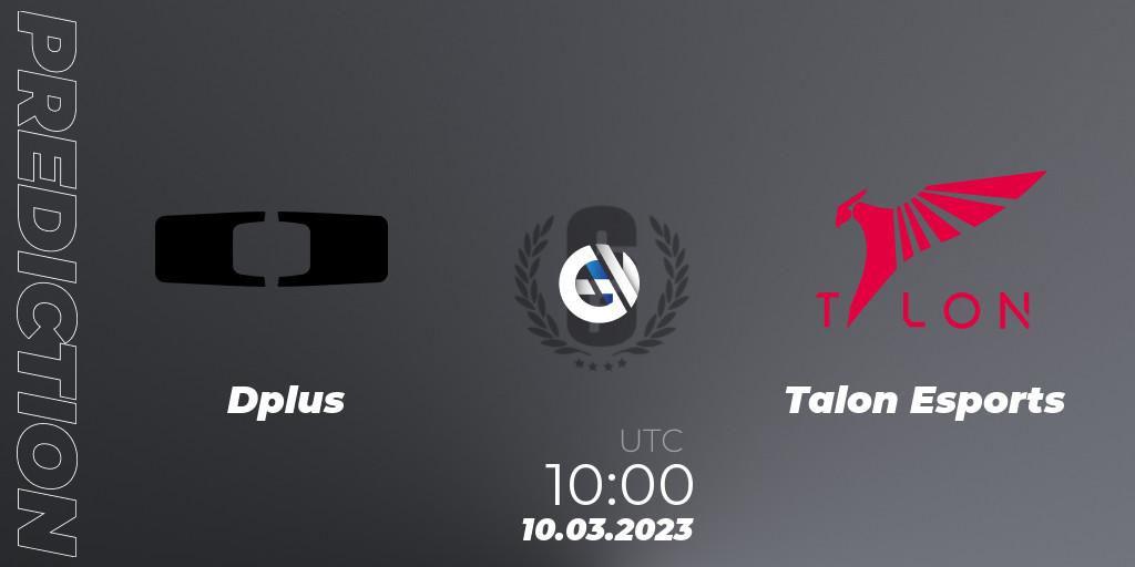 Prognose für das Spiel Dplus VS Talon Esports. 10.03.2023 at 10:00. Rainbow Six - South Korea League 2023 - Stage 1