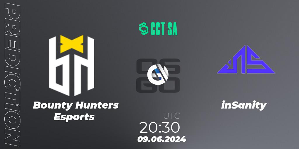 Prognose für das Spiel Bounty Hunters Esports VS inSanity. 09.06.2024 at 20:50. Counter-Strike (CS2) - CCT Season 2 South America Series 1