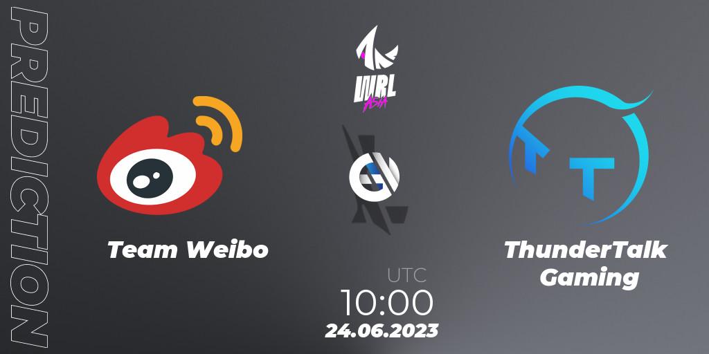 Prognose für das Spiel Team Weibo VS ThunderTalk Gaming. 24.06.2023 at 10:00. Wild Rift - WRL Asia 2023 - Season 1 - Playoffs