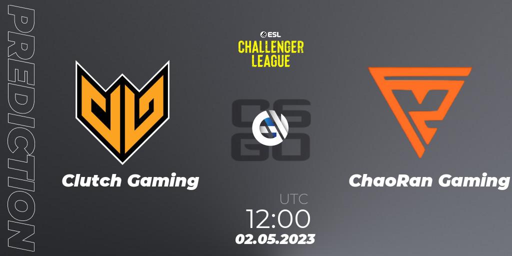 Prognose für das Spiel Clutch Gaming VS ChaoRan Gaming. 02.05.2023 at 12:00. Counter-Strike (CS2) - ESL Challenger League Season 45: Asia-Pacific