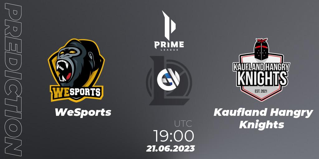 Prognose für das Spiel WeSports VS Kaufland Hangry Knights. 21.06.2023 at 19:00. LoL - Prime League 2nd Division Summer 2023