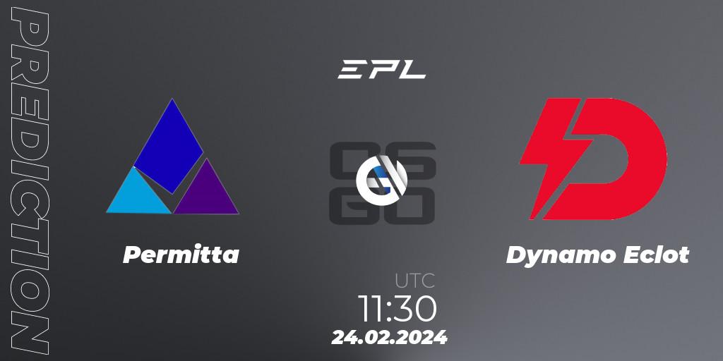 Prognose für das Spiel Permitta VS Dynamo Eclot. 24.02.2024 at 11:30. Counter-Strike (CS2) - European Pro League Season 15: Division 2
