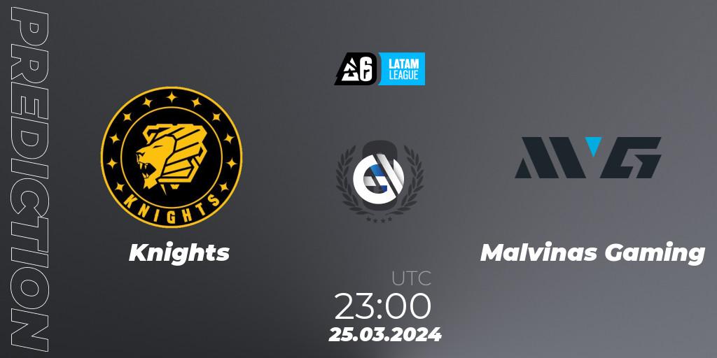 Prognose für das Spiel Knights VS Malvinas Gaming. 25.03.24. Rainbow Six - LATAM League 2024 - Stage 1: LATAM South