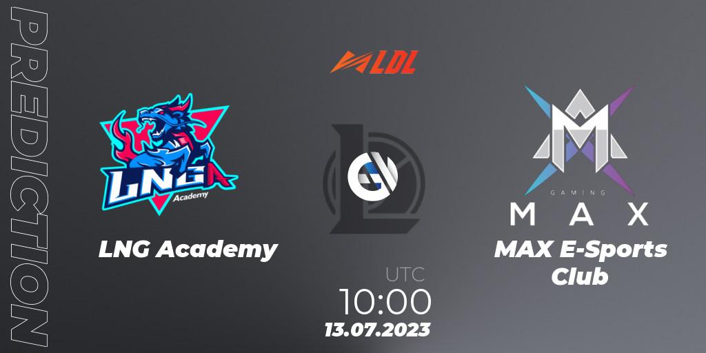 Prognose für das Spiel LNG Academy VS MAX E-Sports Club. 13.07.2023 at 10:00. LoL - LDL 2023 - Regular Season - Stage 3