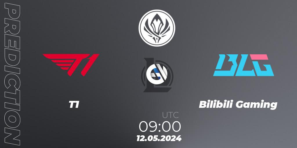 Prognose für das Spiel T1 VS Bilibili Gaming. 12.05.24. LoL - Mid Season Invitational 2024 - Bracket Stage
