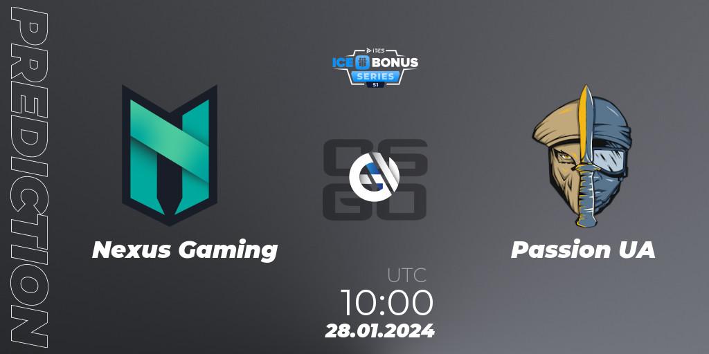 Prognose für das Spiel Nexus Gaming VS Passion UA. 28.01.24. CS2 (CS:GO) - IceBonus Series #1