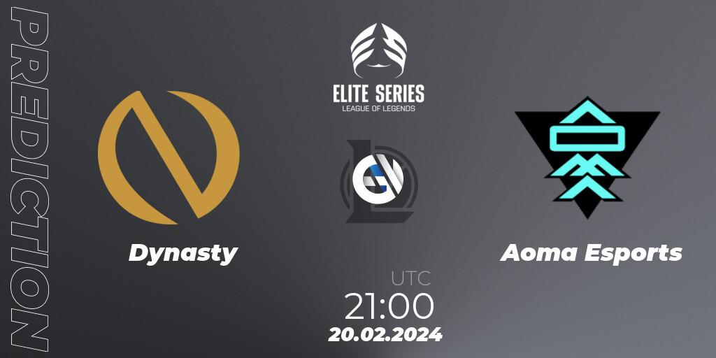 Prognose für das Spiel Dynasty VS Aoma Esports. 20.02.2024 at 21:00. LoL - Elite Series Spring 2024