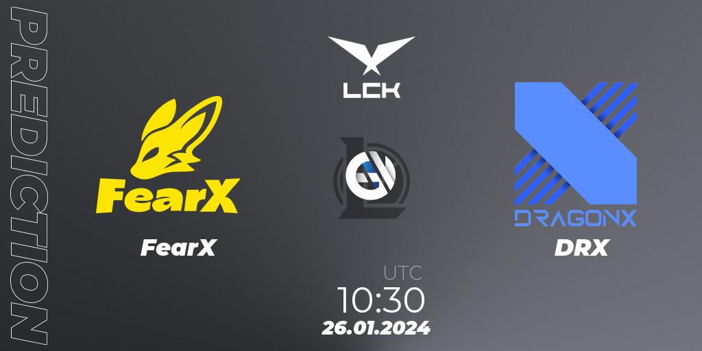 Prognose für das Spiel FearX VS DRX. 26.01.24. LoL - LCK Spring 2024 - Group Stage