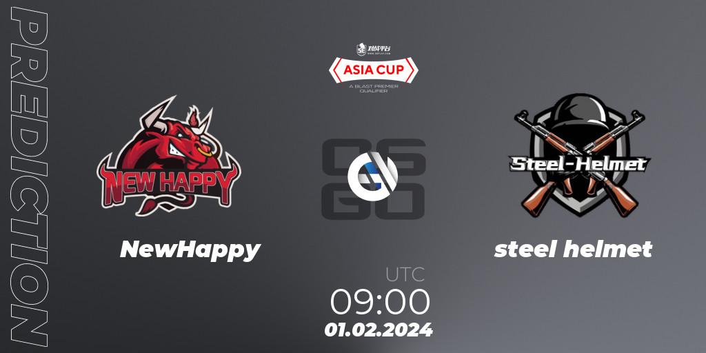 Prognose für das Spiel NewHappy VS steel helmet. 01.02.24. CS2 (CS:GO) - 5E Arena Asia Cup Spring 2024 - BLAST Premier Qualifier