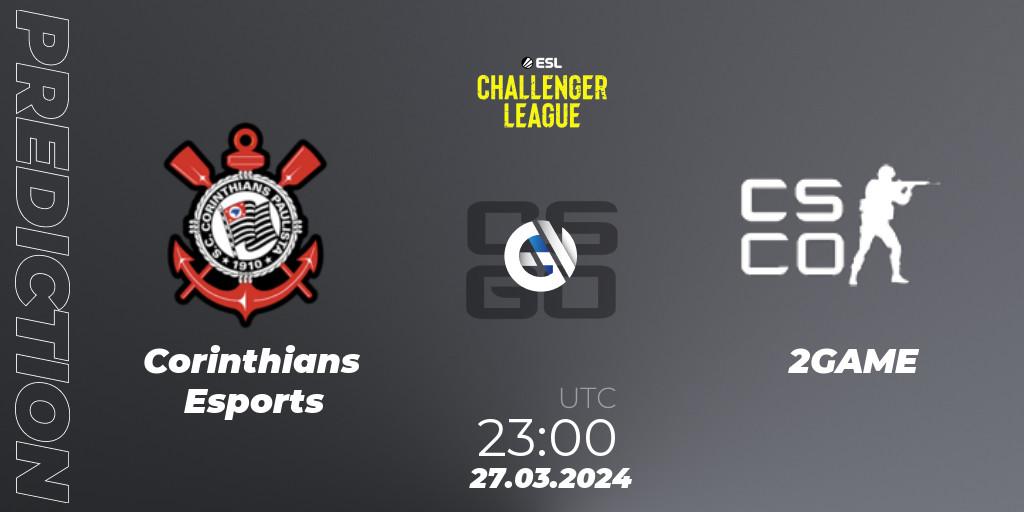 Prognose für das Spiel Corinthians Esports VS 2GAME. 27.03.24. CS2 (CS:GO) - ESL Challenger League Season 47: South America