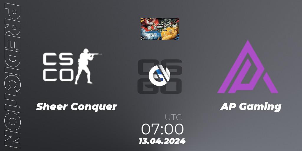 Prognose für das Spiel Sheer Conquer VS AP Gaming. 13.04.2024 at 07:00. Counter-Strike (CS2) - Perfect World Wild Party Season 1: Series 3