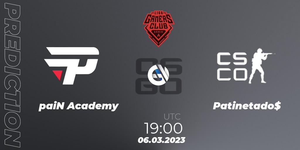Prognose für das Spiel paiN Academy VS Patinetado$. 06.03.23. CS2 (CS:GO) - Gamers Club Liga Série A: February 2023