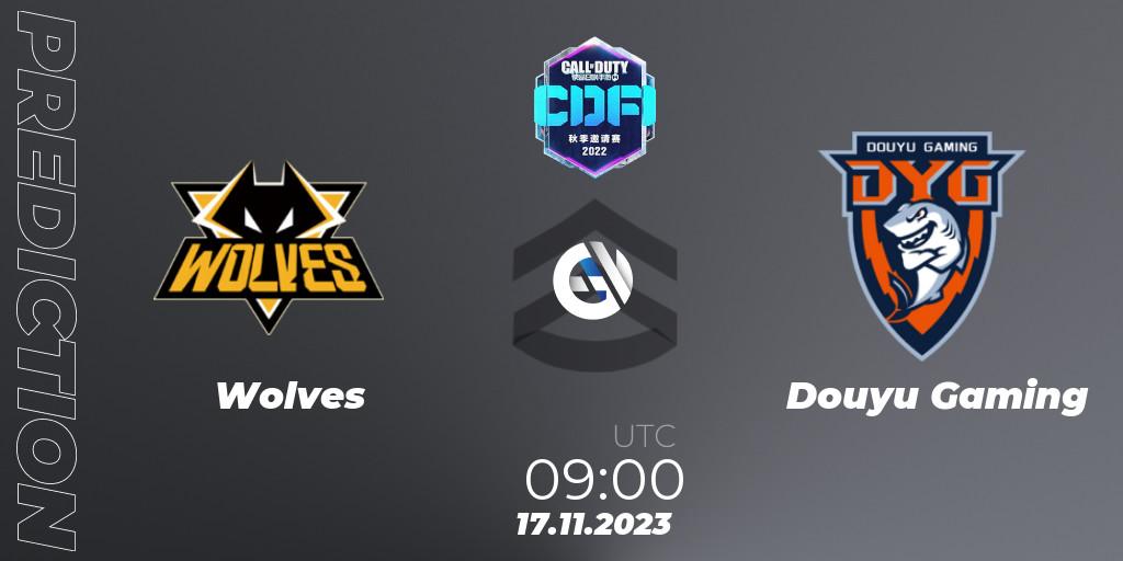 Prognose für das Spiel Wolves VS Douyu Gaming. 17.11.2023 at 09:00. Call of Duty - CODM Fall Invitational 2023