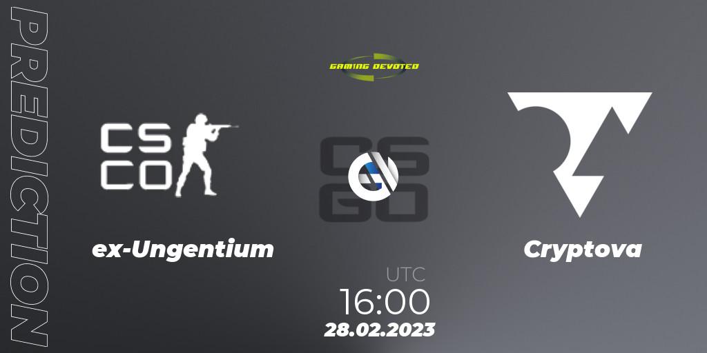 Prognose für das Spiel ex-Ungentium VS Cryptova. 28.02.23. CS2 (CS:GO) - Gaming Devoted Become Better Series