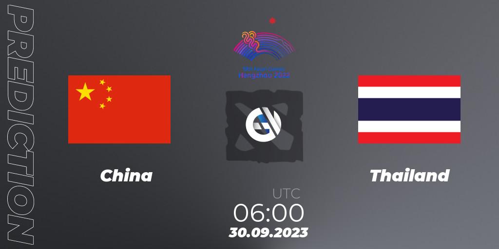 Prognose für das Spiel China VS Thailand. 30.09.23. Dota 2 - 2022 Asian Games