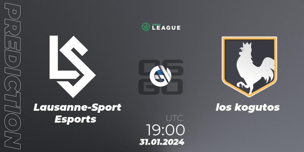 Prognose für das Spiel Lausanne-Sport Esports VS los kogutos. 01.02.24. CS2 (CS:GO) - ESEA Season 48: Advanced Division - Europe