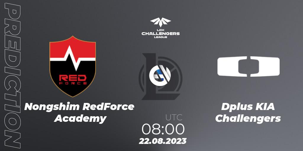 Prognose für das Spiel Nongshim RedForce Academy VS Dplus KIA Challengers. 22.08.2023 at 08:00. LoL - LCK Challengers League 2023 Summer - Playoffs