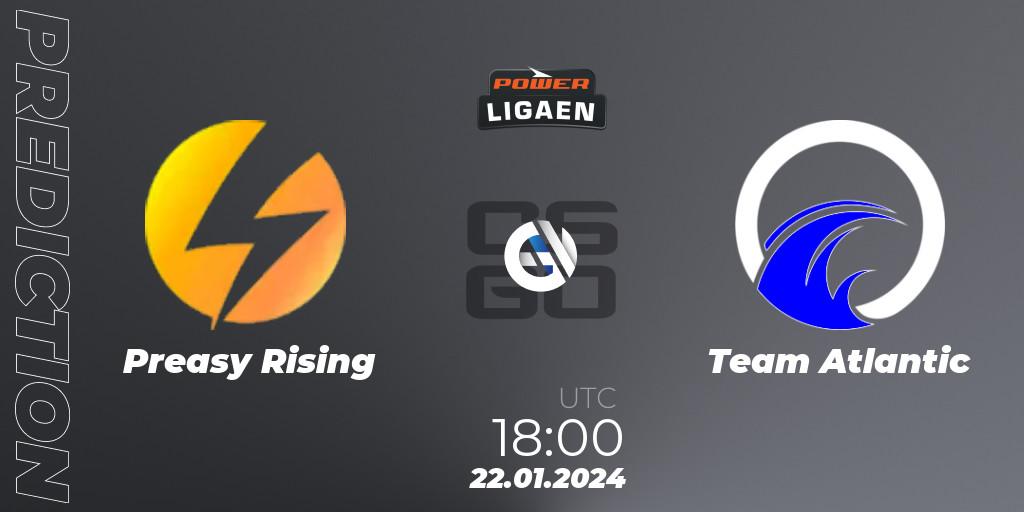 Prognose für das Spiel Preasy Rising VS Team Atlantic. 22.01.2024 at 18:00. Counter-Strike (CS2) - Dust2.dk Ligaen Season 25