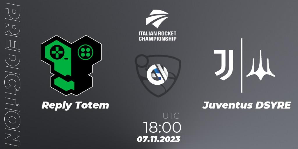 Prognose für das Spiel Reply Totem VS Juventus DSYRE. 07.11.2023 at 18:00. Rocket League - Italian Rocket Championship Season 11Serie A Relegation