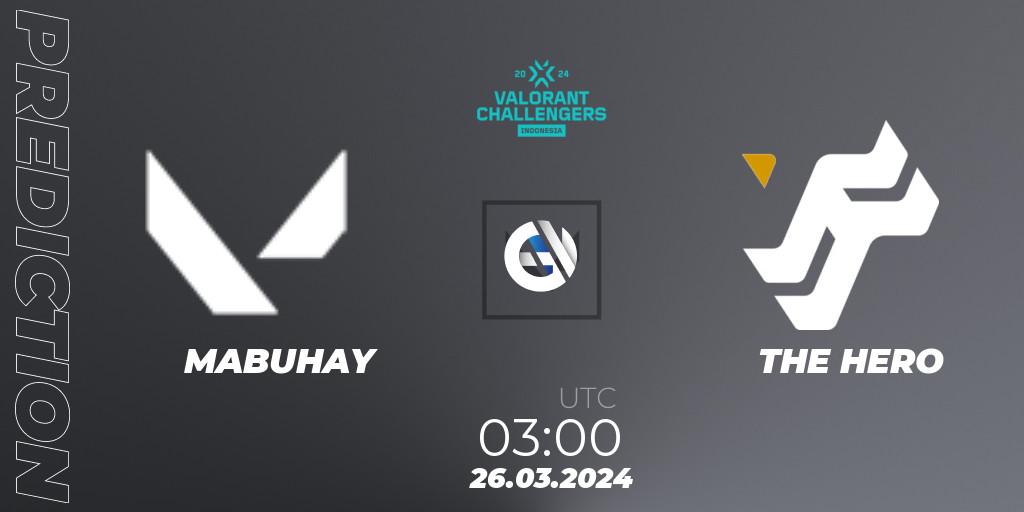 Prognose für das Spiel MABUHAY VS THE HERO. 26.03.2024 at 03:00. VALORANT - VALORANT Challengers Indonesia 2024: Split 1