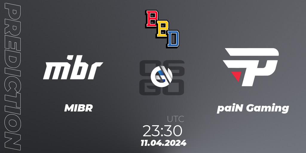 Prognose für das Spiel MIBR VS paiN Gaming. 11.04.24. CS2 (CS:GO) - BetBoom Dacha Belgrade 2024: South American Qualifier