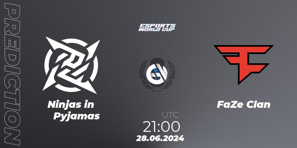 Prognose für das Spiel Ninjas in Pyjamas VS FaZe Clan. 28.06.2024 at 21:00. Rainbow Six - Esports World Cup 2024: Brazil CQ
