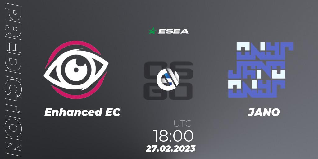 Prognose für das Spiel Enhanced EC VS JANO. 27.02.2023 at 18:00. Counter-Strike (CS2) - ESEA Season 44: Advanced Division - Europe