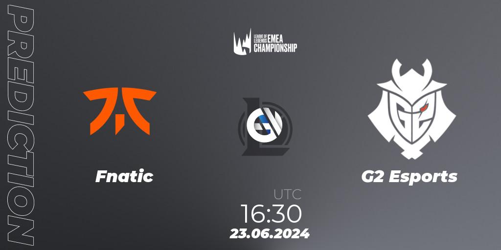 Prognose für das Spiel Fnatic VS G2 Esports. 23.06.2024 at 16:30. LoL - LEC Summer 2024 - Regular Season