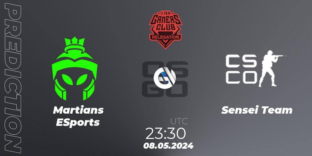 Prognose für das Spiel Martians ESports VS Sensei Team. 08.05.2024 at 23:30. Counter-Strike (CS2) - Gamers Club Liga Série A Relegation: May 2024