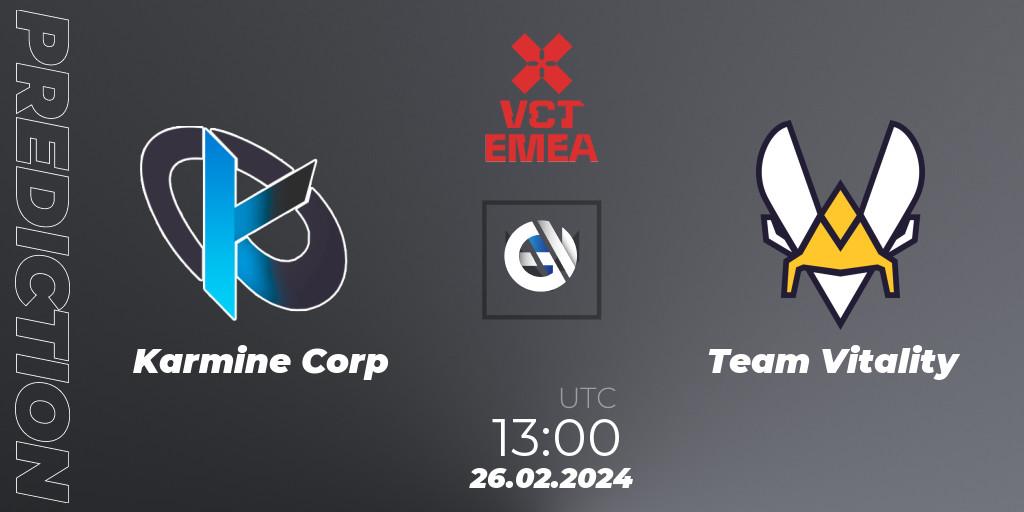 Prognose für das Spiel Karmine Corp VS Team Vitality. 26.02.24. VALORANT - VCT 2024: EMEA Kickoff