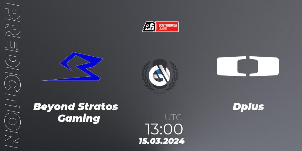 Prognose für das Spiel Beyond Stratos Gaming VS Dplus. 15.03.2024 at 13:00. Rainbow Six - South Korea League 2024 - Stage 1