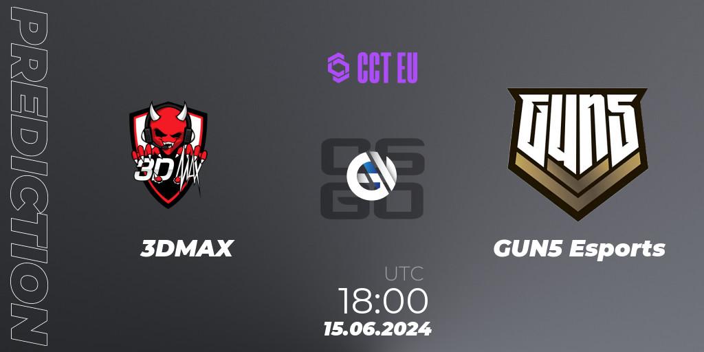 Prognose für das Spiel 3DMAX VS GUN5 Esports. 15.06.2024 at 18:00. Counter-Strike (CS2) - CCT Season 2 Europe Series 5