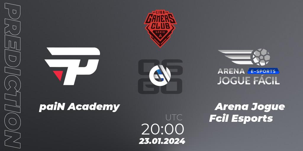 Prognose für das Spiel paiN Academy VS Arena Jogue Fácil Esports. 23.01.24. CS2 (CS:GO) - Gamers Club Liga Série A: January 2024