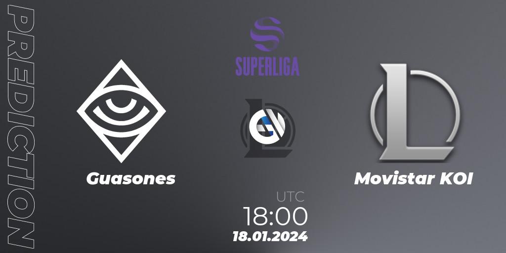 Prognose für das Spiel Guasones VS Movistar KOI. 18.01.2024 at 18:00. LoL - Superliga Spring 2024 - Group Stage