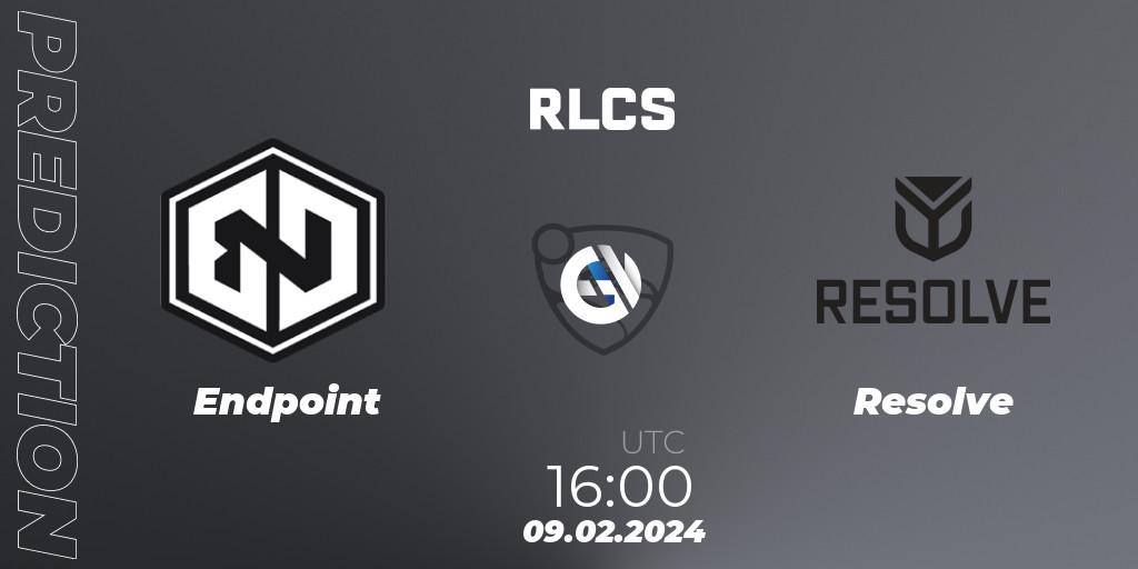 Prognose für das Spiel Endpoint VS Resolve. 09.02.24. Rocket League - RLCS 2024 - Major 1: Europe Open Qualifier 1