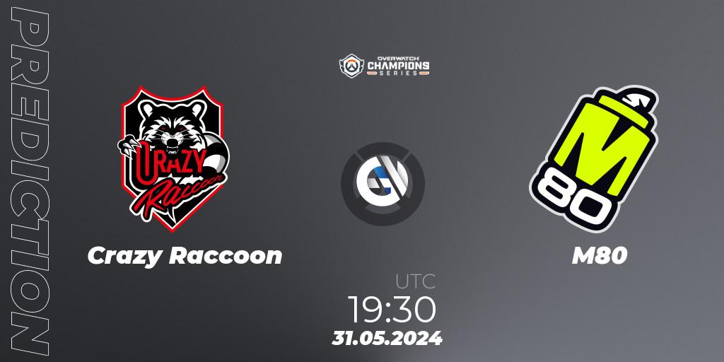 Prognose für das Spiel Crazy Raccoon VS M80. 31.05.2024 at 23:30. Overwatch - Overwatch Champions Series 2024 Major
