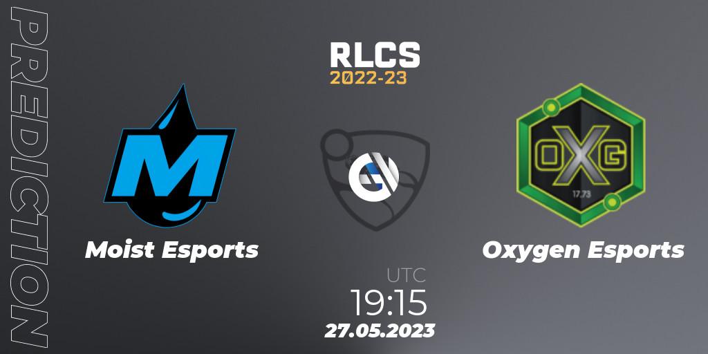 Prognose für das Spiel Moist Esports VS Oxygen Esports. 27.05.2023 at 19:00. Rocket League - RLCS 2022-23 - Spring: Europe Regional 2 - Spring Cup