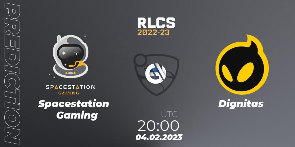 Prognose für das Spiel Spacestation Gaming VS Dignitas. 04.02.23. Rocket League - RLCS 2022-23 - Winter: North America Regional 1 - Winter Open