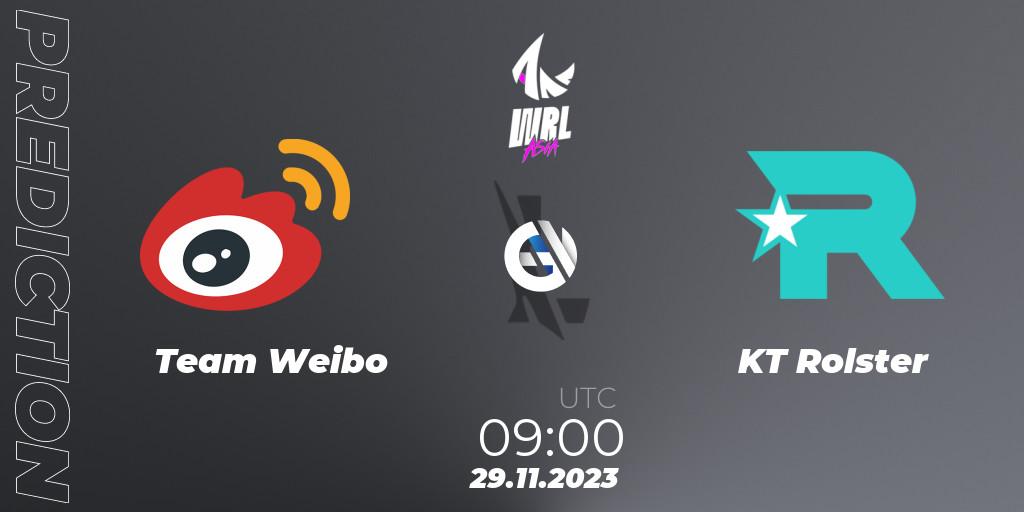 Prognose für das Spiel Team Weibo VS KT Rolster. 29.11.2023 at 09:00. Wild Rift - WRL Asia 2023 - Season 2 - Regular Season