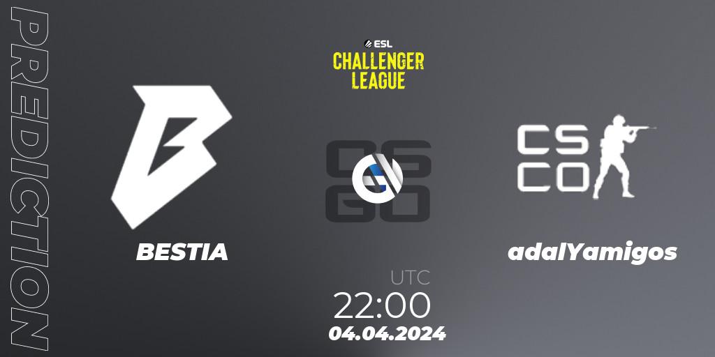 Prognose für das Spiel BESTIA VS adalYamigos. 04.04.24. CS2 (CS:GO) - ESL Challenger League Season 47: South America